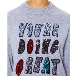 Alice + Olivia You’re Doing Great Denver Sequined Sweater